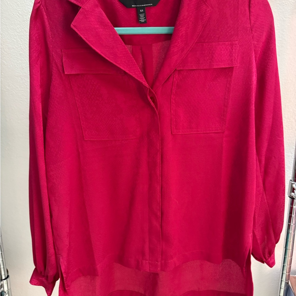 White House Black Market Vibrant Red Blouse